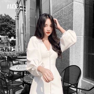 Đầm cổ v đính chuỗi MSA432