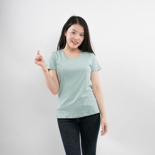 Áo thun nữ Gold Rhino cổ tròn màu bạc hà - WC13