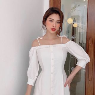 Đầm trễ vai nút bọc MSA379