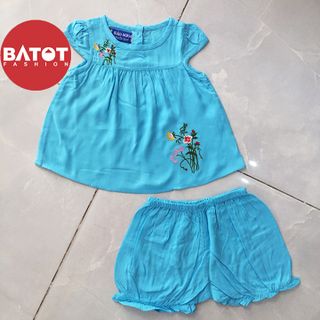 Đồ Bộ Bé Gái Vải Lanh Bảo Ngọc Size Từ 3 Tuổi Đến 7 Tuổi