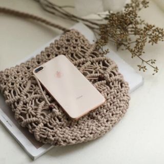 Túi Móc Rỏ Cua Thắt Miệng Hạt Gỗ Xinh Xinh