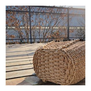 Túi Cói Làn Quả Bông Miệng Đen Xinh Xinh