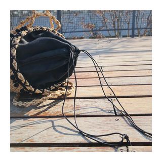 Túi Cói Làn Quả Bông Miệng Đen Xinh Xinh