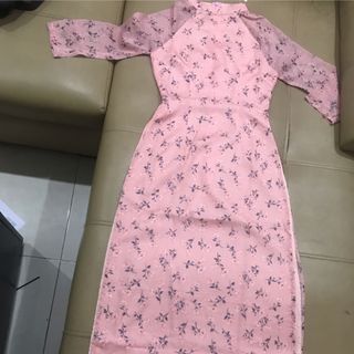 ÁO DÀI TƠ HOA HỒNG