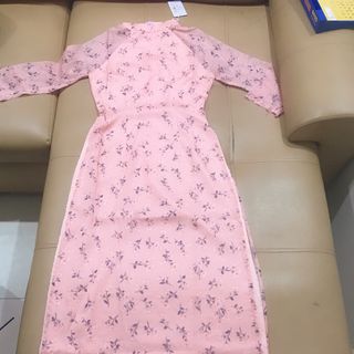 ÁO DÀI TƠ HOA HỒNG