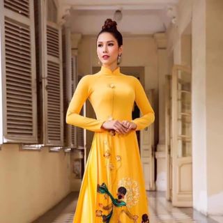ÁO DÀI TẰM NHŨ VÀNG MẸ BÉ