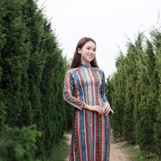 ÁO DÀI LỤA SỌC CÁ TÍNH