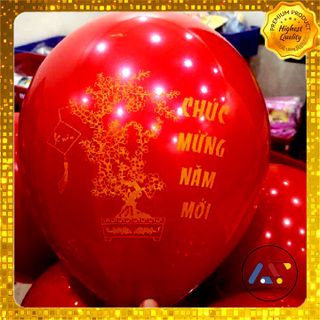 Bóng bay chúc mừng năm mới cỡ đại 30cm 100q đỏ