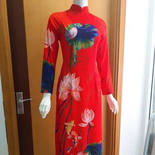 ÁO DÀI NGŨ SEN ĐỎ