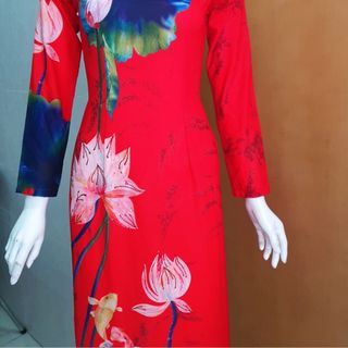ÁO DÀI NGŨ SEN ĐỎ