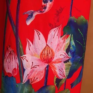 ÁO DÀI NGŨ SEN ĐỎ