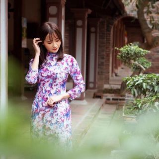 ÁO DÀI TẰM HOA TÍM