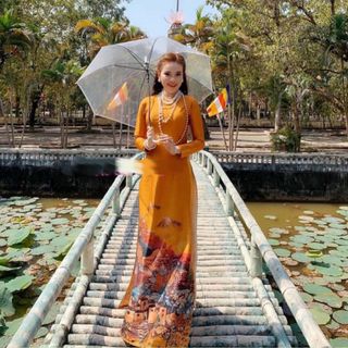 ÁO DÀI LỤA PHÁP VÀNG