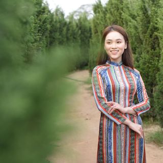 ÁO DÀI LỤA SỌC CÁ TÍNH THON GỌN