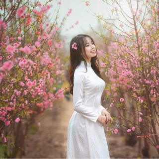 ÁO DÀI GẤM TƠ TRẮNG