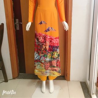 ÁO DÀI LỤA PHÁP VÀNG