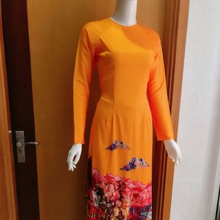 ÁO DÀI LỤA PHÁP VÀNG