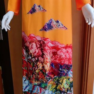 ÁO DÀI LỤA PHÁP VÀNG