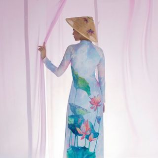 ÁO DÀI NGŨ SEN XANH