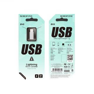 BOROFONE BV5 bộ chuyển đổi Micro-USB sang Lightning bộ chuyển đổi hỗ trợ OTG vỏ hợp kim nhôm nhẹ và giá sỉ