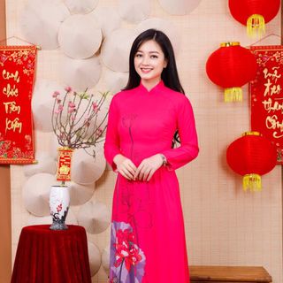 ÁO DÀI TẰM SEN HỒNG