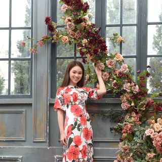 ÁO DÀI LỤA HOA TAY BỒNG