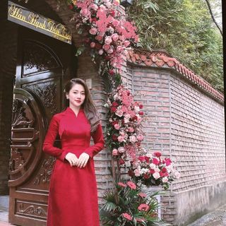 ÁO DÀI LỤA ƯỚT CỔ V CAO CẤP SANG TRỌNG - HÀNG MAY KỸ ĐẸP