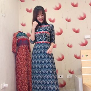 ÁO DÀI HỌA TIẾT THỔ CẨM