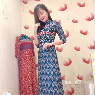ÁO DÀI HỌA TIẾT THỔ CẨM