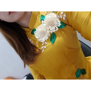 ÁO DÀI LỤA KẾT HOA