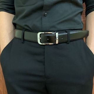 Thắt Lưng Montblanc Nam Khóa Kim Dây Da Mặt Vuông 2 màu