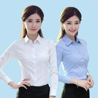 Áo Sơ Mi Trắng Công sở nữ vải kate Ý cao cấp