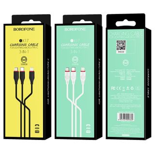 Dây Cáp Sạc 3 in 1 BOROFONE BX17 BX-17 3in1 - Cổng Lightning Micro Type C 1m