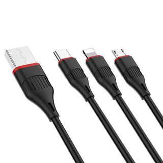 Dây Cáp Sạc 3 in 1 BOROFONE BX17 BX-17 3in1 - Cổng Lightning Micro Type C 1m