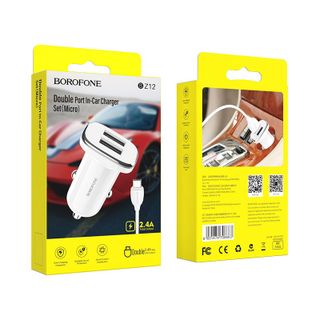 Bộ Cóc Cáp Sạc Xe Hơi Borofone BZ12 BZ-12 Cổng Micro-2 Cổng USB