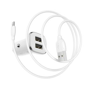 Bộ Cóc Cáp Sạc Xe Hơi Borofone BZ12 BZ-12 Cổng Micro-2 Cổng USB