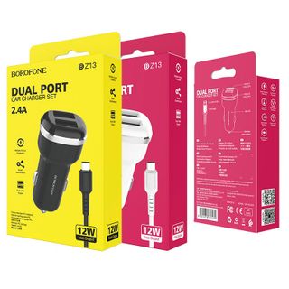 Bộ Cóc Cáp Sạc Xe Hơi Borofone BZ13 BZ-13 Cổng Micro-2 Cổng USB