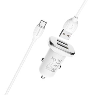 Bộ Cóc Cáp Sạc Xe Hơi Borofone BZ12 BZ-12 Cổng Type-C-2 Cổng USB