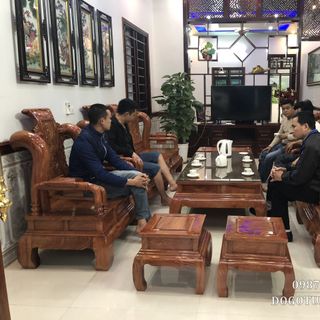 Bàn Ghế Tần Thủy Hoàng 9 Món Gỗ Hương Đá Yếm Liền