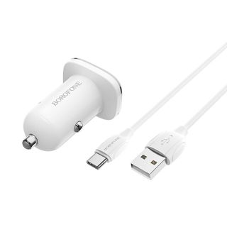 Bộ Cóc Cáp Sạc Xe Hơi Borofone BZ12A QC30 BZ-12A Cổng Type-C-1 Cổng USB