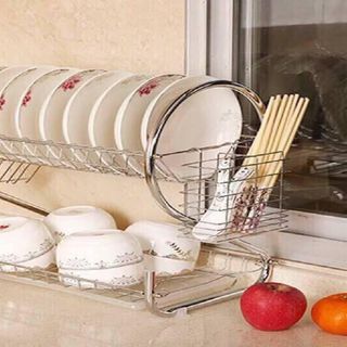 KỆ ÚP CHÉN 2 TẦNG INOX HÌNH CHỮ S