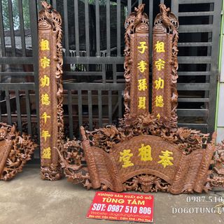 Bộ Cuốn Thư Câu Đối Gỗ Mít Cuốn Thư Câu Đối Mai Hóa Long Gỗ Mít