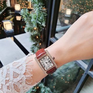 Đồng hồ dây da nữ mặt chữ nhật