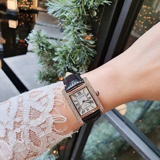 Đồng hồ dây da nữ mặt chữ nhật