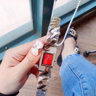 Đồng hồ nữ mặt chữ nhật inox
