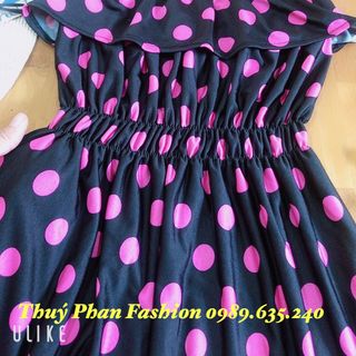 Đầm hai dây chấm bi siêu rẻ