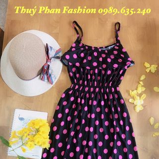 Đầm hai dây chấm bi siêu rẻ