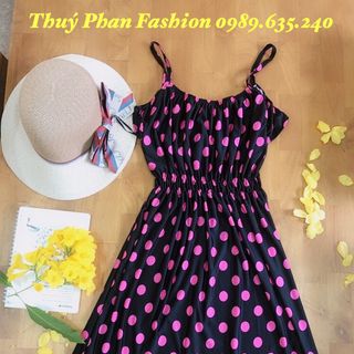 Đầm hai dây chấm bi siêu rẻ