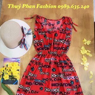 đầm cổ V họa tiết siêu đẹp