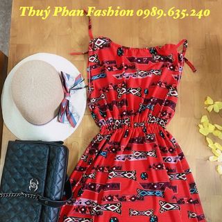 đầm cổ V họa tiết siêu đẹp